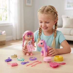Adorable 13cm Princess Vinyl Doll Grooming Kit with <b>Brush</b> and Styling Accessories <b>Window</b> Box Stock Ready - Product Image 2