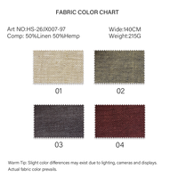 Tissu en toile de chanvre tissé 50% chanvre 50% lin 215GSM, tissu naturel coloré adapté aux vêtements, sacs et artisanat
