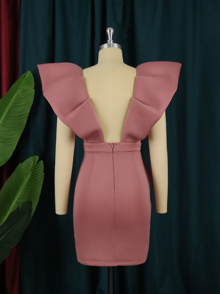 Above Knee Sexy Sleeveless Cute Deep V Neck Pleated Girl Club Dresses