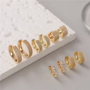 Hoge Kwaliteit Oorringen Gepersonaliseerde Zirkoon Messing 14K Gouden Oorbellen Rond Mode Sieraden Oorbellen Voor Vrouwen