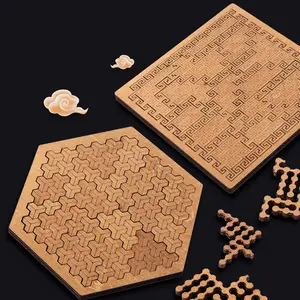 COMMIKI-Puzzle Erwachsene Herausforderung Dekompression Spielzeug brennendes Gehirn Puzzle kreatives Muster Entschlüsselung Block hölzernes Puzzle