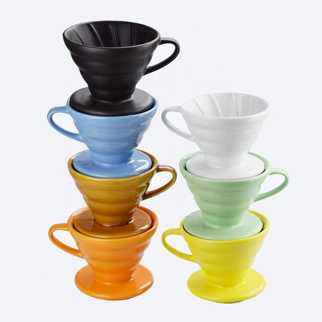 ECV02 Coffee Drip Filter Cup Pour Over Handled Ceramic Coffee Dripper