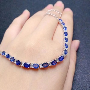 <span class=keywords><strong>Couple</strong></span> <span class=keywords><strong>Distance</strong></span> Chunky Bracelet à maillons en saphir naturel en argent sterling 925 pour femme Bracelets classiques plaqués or à un bon prix - Product Image 2