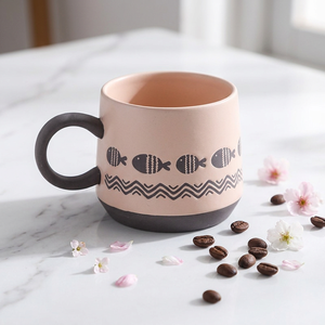 Underglaze Color Hand-painted Cute Porcelain Ceramic Mug <b>Set</b> Heart/Fish/Flower Patterns Creative Couple Dishwasher Safe - Product Image 4