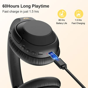 Ankbit e500pro tiếng ồn hủy bỏ tai nghe ANC + enc không dây Bluetooth 5.0 Tai nghe NFC ghép nối Over-Ear chơi game tai nghe - Product Image 4