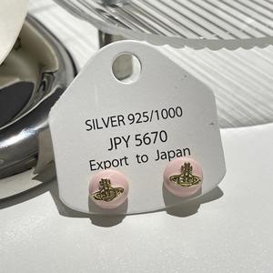 Nuevos y Modernos Pendientes Redondos de Esmalte Rosa, Dulces Pendientes de Plata S925 con Diseño de Planeta y Efecto de Goteo de Aceite para Aniversario - Product Image 4