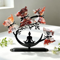 Ornement d'arbre en cristal de pierre précieuse naturelle avec support en métal représentant une femme de yoga, pierre de guérison des chakras, décoration pour salle de yoga et maison