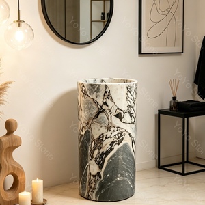 <span class=keywords><strong>Lavabo</strong></span> <span class=keywords><strong>a</strong></span> colonna in marmo bianco Elefante su misura, lavorato artigianalmente, monolitico, lucidato, per camera da letto - Product Image 3