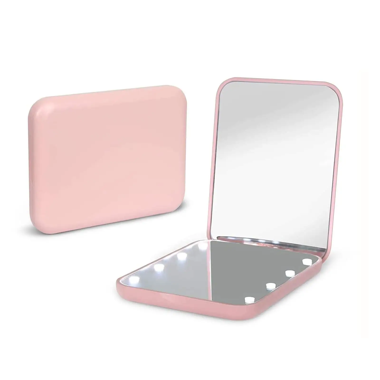 Piccolo specchio pieghevole illuminato a 2 lati 1X/3X ingrandimento LED compatto da viaggio specchio Make Up tascabile