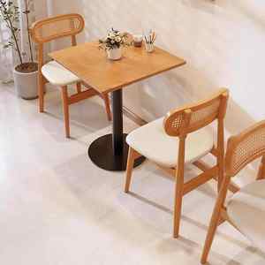 <span class=keywords><strong>Chaise</strong></span> de table de café de Style crémeux combinaison Dessert pain au four gâteau lait thé boutique négociation <span class=keywords><strong>chaise</strong></span> décontractée en bois massif - Product Image 2