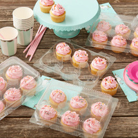 Rectangle personnalisé transporte facilement 6 contenants à cupcakes en plastique transparent avec couvercle dôme de 4 "de haut