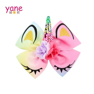 โบว์ผูกผมเด็ก <span class=keywords><strong>Jojo</strong></span> ผ้ารูปยูนิคอร์น พร้อมกิ๊บติดผมสำหรับเด็กผู้หญิง สไตล์หวาน โบว์ติดผมขนาดใหญ่ - Product Image 4