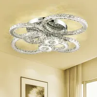 Lustre de cristal moderno de led, 4/6/8 cabeças, aço inoxidável, montagem nivelada, luminária para teto, sala de estar, quarto