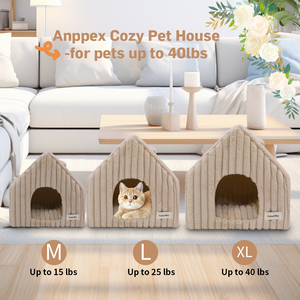 เตียงแมวกระต่ายผ้ากำมะหยี่ลายพื้นสำหรับซักได้บ้านสุนัขอบอุ่นในร่มสำหรับแมวและสุนัข - Product Image 3