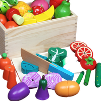 Jouets de découpe de fruits et légumes en bois pour enfants, maison de jeu éducative moderne pour la construction et la cuisine, avec boîte colorée