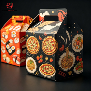 EBB Custom Kraft Paper Fried Chicken Takeaway <b>Box</b> Disposable <b>Burger</b> Fries Packaging With Handle Four-Color Self Erecting - Product Image 1
