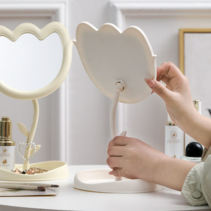 Miroir de Maquillage Rotatif Simple Face en Plastique Argenté avec Base, Motif Tulipe, pour <span class=keywords><strong>Étudiant</strong></span>s et Princesse - Product Image 5