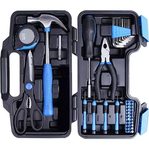 household 39 pieces multi purpose hand tool car repair kit set box