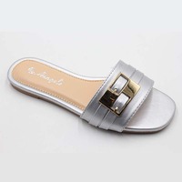 Sandales plates d'extérieur en métal de haute qualité, les meilleures ventes, pour femmes, de marques de créateurs, sandales très prisées