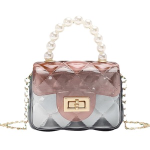 Mini Borsa in PVC Trasparente con Tracolla a Catena, Borsetta alla <span class=keywords><strong>Moda</strong></span> con Motivo Quadrato, Borsa a Tracolla per Giovani Donne in Stile Maniglia in Poliestere - Product Image 5