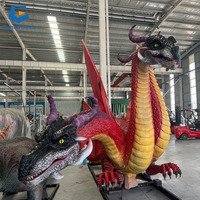 Statue de dragon occidental à trois têtes animatronique grandeur nature AD-06, dragon animatronique à vendre