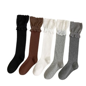 Calze da donna bianche a mezza gamba con effetto Maillard, in cotone, con bordo in pizzo alla moda, calze al ginocchio per <span class=keywords><strong>stivali</strong></span> - Product Image 5