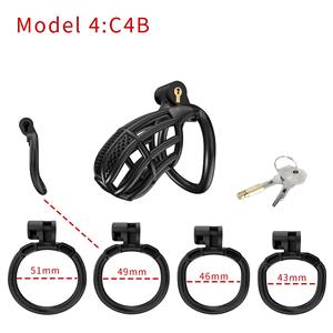 Suxue 4 pezzi grande anello gabbia di castità all'ingrosso di plastica gabbia di castità piatta maglia sex toy per gli uomini uomo - Product Image 3