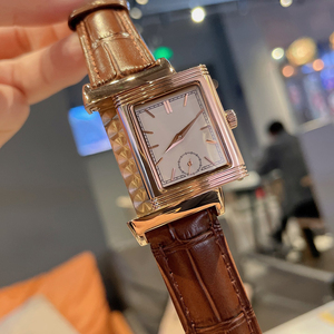 Montre de luxe à quartz avec bracelet en cuir véritable de haute qualité, montre à clapet carrée pour femmes. - Product Image 2