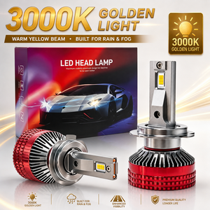 ไฟหน้า LED สีเหลืองทอง XVIEW 3000K 150W 30000LM H4 H7 H11 ไฟตัดหมอกสำหรับรถยนต์ สำหรับฝนตกหนัก ให้แสงสว่างทะลุทะลวงได้ดี <span class=keywords><strong>ราคา</strong></span>ขายส่ง - Product Image 1