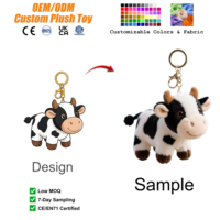 Fabricant de jouets en peluche, porte-clés en peluche mini-vache mignonne personnalisée, mascotte, jouets en peluche animaux personnalisés, vente en gros, jouet OEM personnalisé