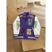 Veste bomber de baseball Louis Vuitton en patchwork brodé violet