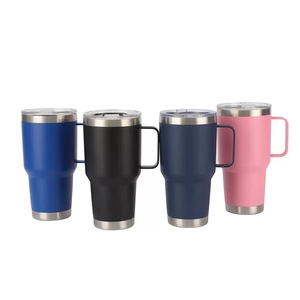 Premium Stainless Steel Travel Tumbler 30oz with Handle Leak Proof Lid and Straw Double Wall Vacuum Insulated Mug for <b>Hot</b> <b>Cold</b> B - Product Image 1