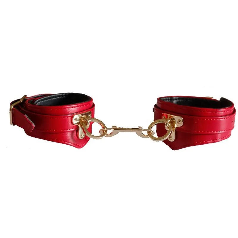 Leather Sex Handcuffs Ankle Cuffs and Collar Slave Bdsm Bondage Set Sex Toys for Couples Erotic Women and Men Lingerie SM Game