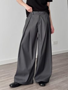 Pantalones de Primavera y Otoño para <span class=keywords><strong>Hombre</strong></span> y Mujer, Estilo Americano, Vintage, Casual, Holgados, con Pliegues, de Tela para Traje - Product Image 5
