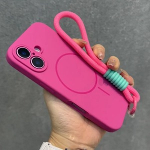 Coque de téléphone portable magnétique en silicone <span class=keywords><strong>pour</strong></span> <span class=keywords><strong>iPhone</strong></span> 15 Pro Max avec cordon, design uni, <span class=keywords><strong>anneau</strong></span> fin, protection intégrale - Product Image 3
