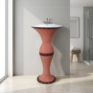 <b>Rustic</b> Colored Designer Ceramic Pedestal Wash Basin With Full Pedestal For Modern Hotel Villa <b>Bathroom</b> - Product Image 6