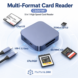 Lecteur de cartes 5 en 1 USB C <span class=keywords><strong>CFexpress</strong></span> Type B XQD CFast SD TF, adaptateur de carte mémoire en aluminium haute vitesse 10 Gbps pour appareil photo, ordinateur portable - Product Image 4