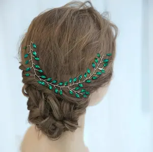 NEW Bride Wedding Bridal Hair Pieces Accessories Green Crystal Hair Combs For Women And Girls Crystal Wedding Hair Accessory