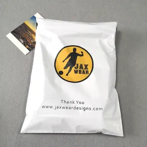 Bolsas de plástico para embalaje de correo, impresas con logotipo de plástico, color blanco duradero, recicladas, envío por correo