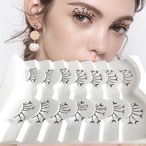 Cils en faux vison de forme irrégulière à effet spécial pour Halloween, 7 paires/plateau pour maquillage de fête - Product Image 2