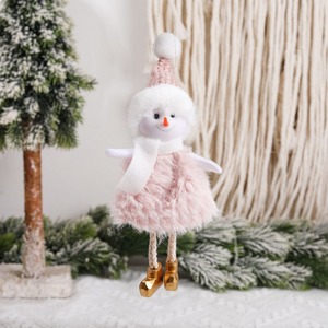 Ornamenti per bambole di natale 2024 ciondolo albero di natale rosa vecchio pupazzo di neve angelo ragazza bambola decorazione per finestra - Product Image 3
