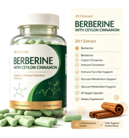 Capsules végétales à marque privée OEM Berberine 1200mg avec cannelle de Ceylan pour le soutien immunitaire et métabolique