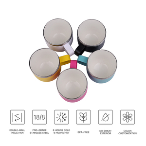 Vaso de acero inoxidable cerámica interior de doble pared 4OZ/6OZ paja de grado alimenticio aislado al vacío con logotipo y diseños personalizados - Product Image 4