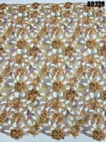Tissu en dentelle guipure à découpe florale colorée 100% polyester brodé pour robe de mariée mexicaine et fête