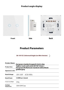 Tuya Smart OLED <span class=keywords><strong>Android</strong></span> con batería, Diseño de barra, Interruptor táctil de modo Dual, WiFi para dispositivos de hogar inteligente Zero Fire, a prueba de agua - Product Image 2