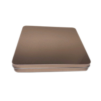 Boîtes en métal gaufré de forme carrée personnalisée pour cadeau Boîte fine carrée sans plastique avec charnière et insert