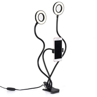 Lampe de bureau LED métallique flexible et réglable en gros avec deux anneaux lumineux et un support pour salon et bureau Blanc/Noir