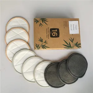 Wieder verwendbare Make-up-Pads 16 Stück Biologisch abbaubare Bambus-Watte pads Organische weiche Make-up-Entfernungs pads