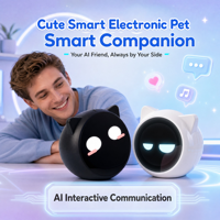 Robot Compagnon IA à Oreilles de Chat, Corps Rond, Conversation Vocale avec Visage LED - Fournisseurs en Gros