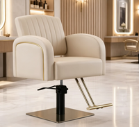 Chaise de Barbier Hydraulique Moderne de Luxe Beige en Promotion pour Salon de Coiffure et Institut de Beauté